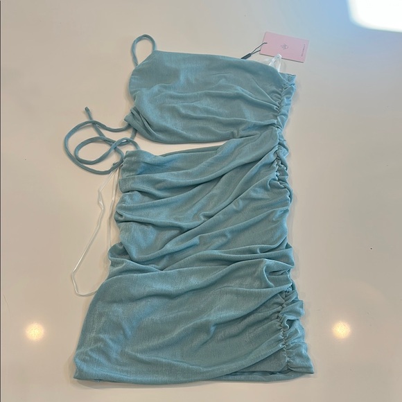 Light Blue Ruched Dress - Picture 1 of 3